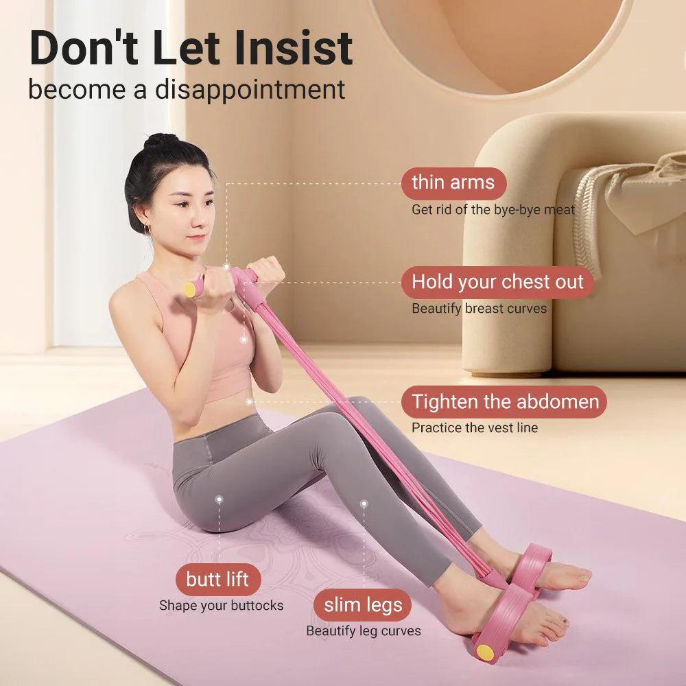 6-Tube Resistance Band Multi Function Tension Rope Fitness Bands 6-Tube Elastic Yoga Pedal Puller For Sports Exercises At Gym For Women