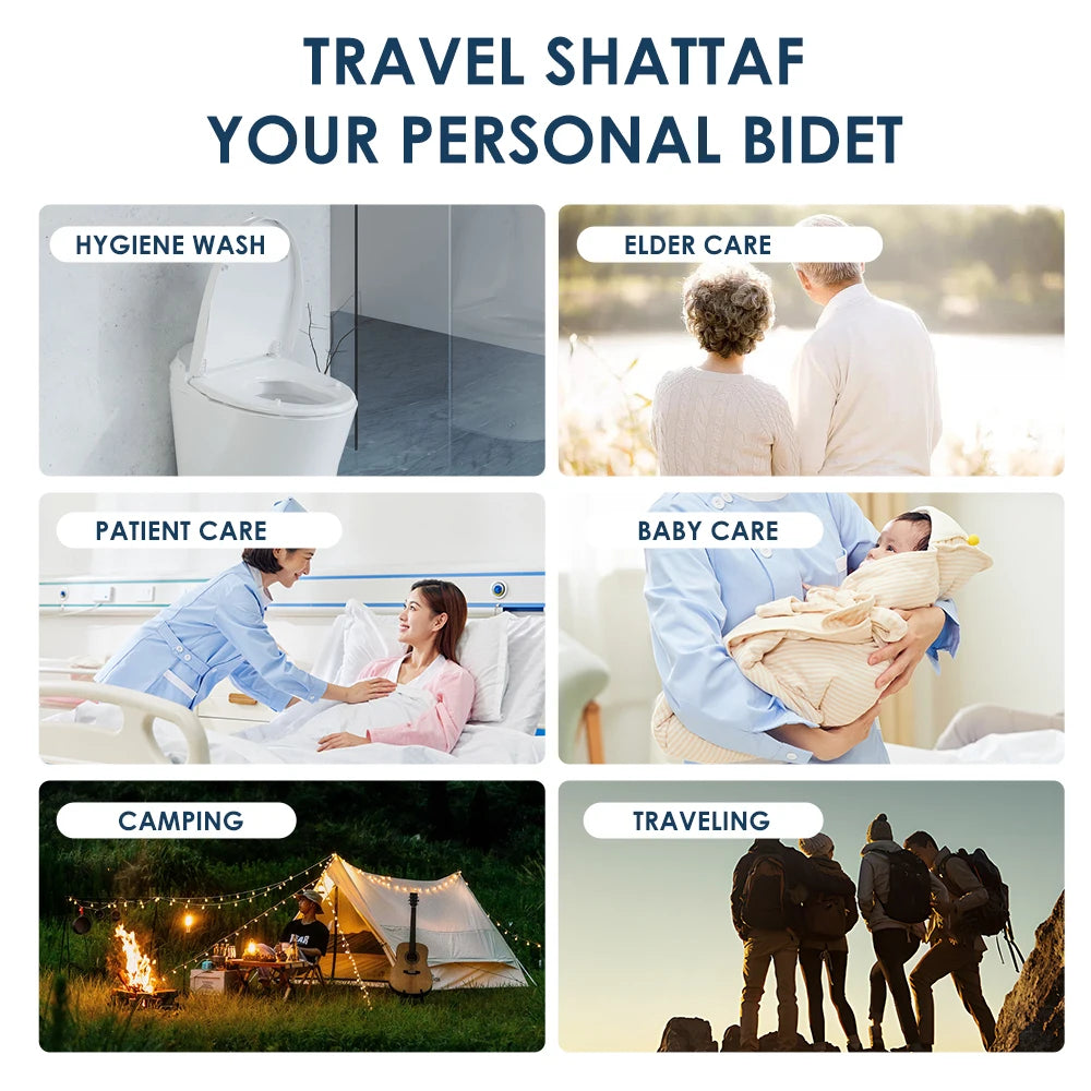 2.5L Portable Electric Bidet Rechargeable Shataf Hand Bidet Butt Sprayer for Personal Hygiene Cleaning Travel Camping Bidet