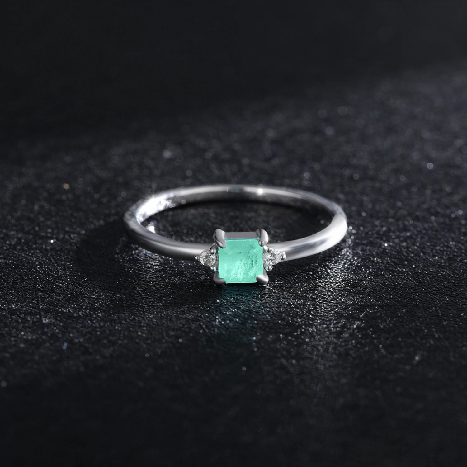 Modian New 925 Sterling Silver Fashion Emerald cut Tourmaline Finger Rings For Women Elegant Simple Paraiba Silver Fine Jewelry