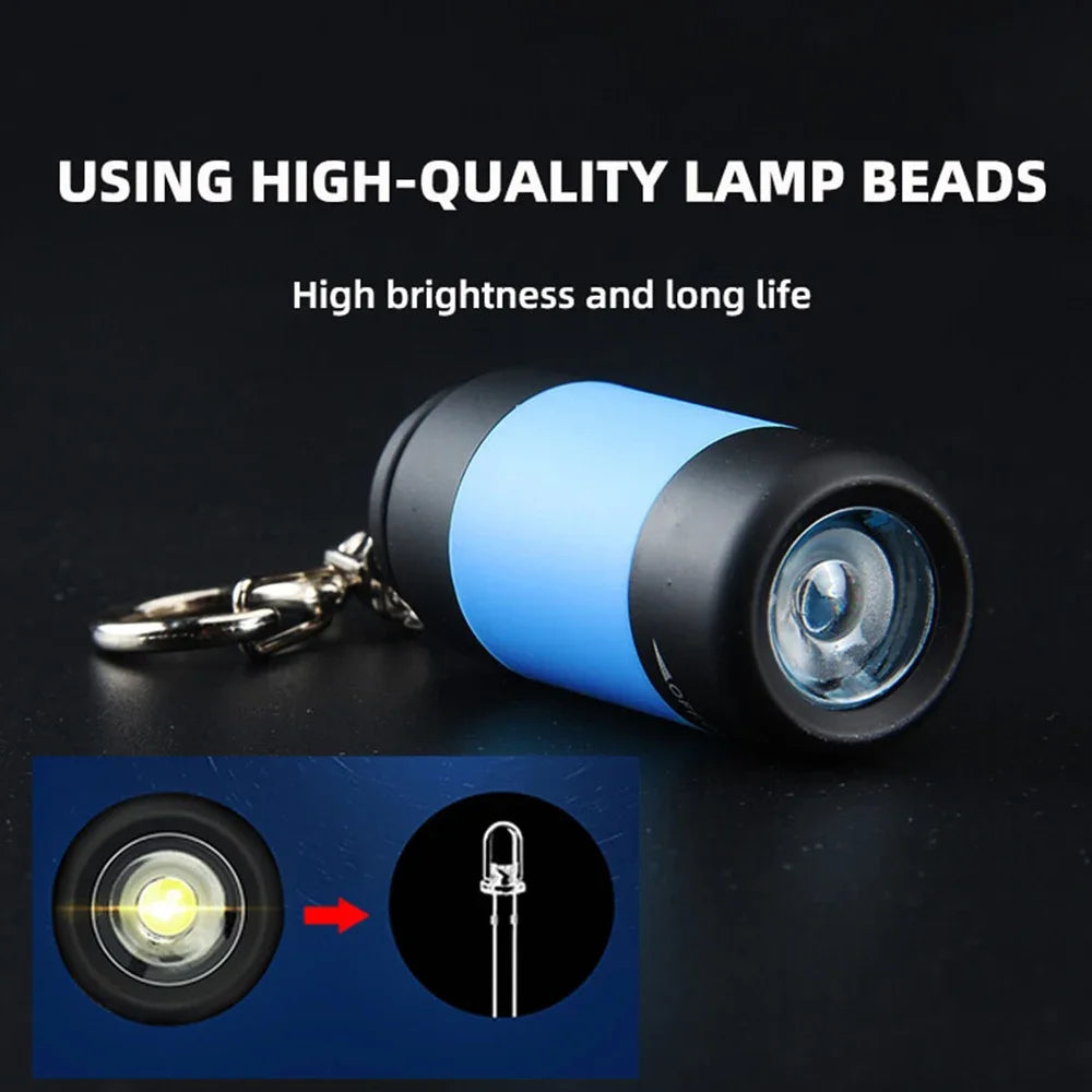 Mini Flashlight USB Rechargeable LED Multifunctional Strong light Pocket Keychain  Flashlight Waterproof Outdoor Hiking Camping