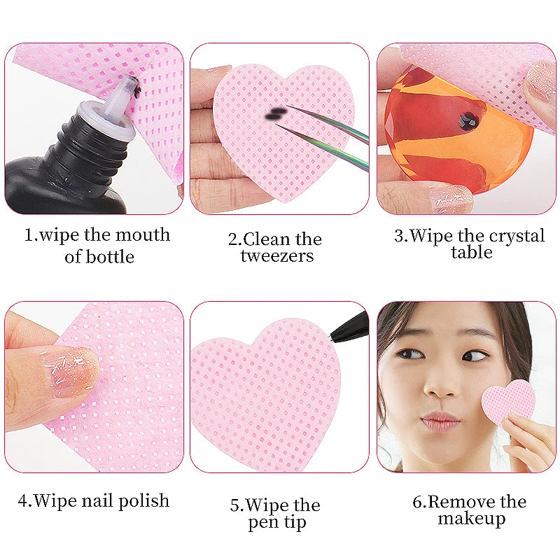 200PCS/Box Disposable Remover Cotton Pad Wipes Nail Polish Eyelashes Glue Cleaner Lint-Free Paper Pad Cleaning Manicure Supplies