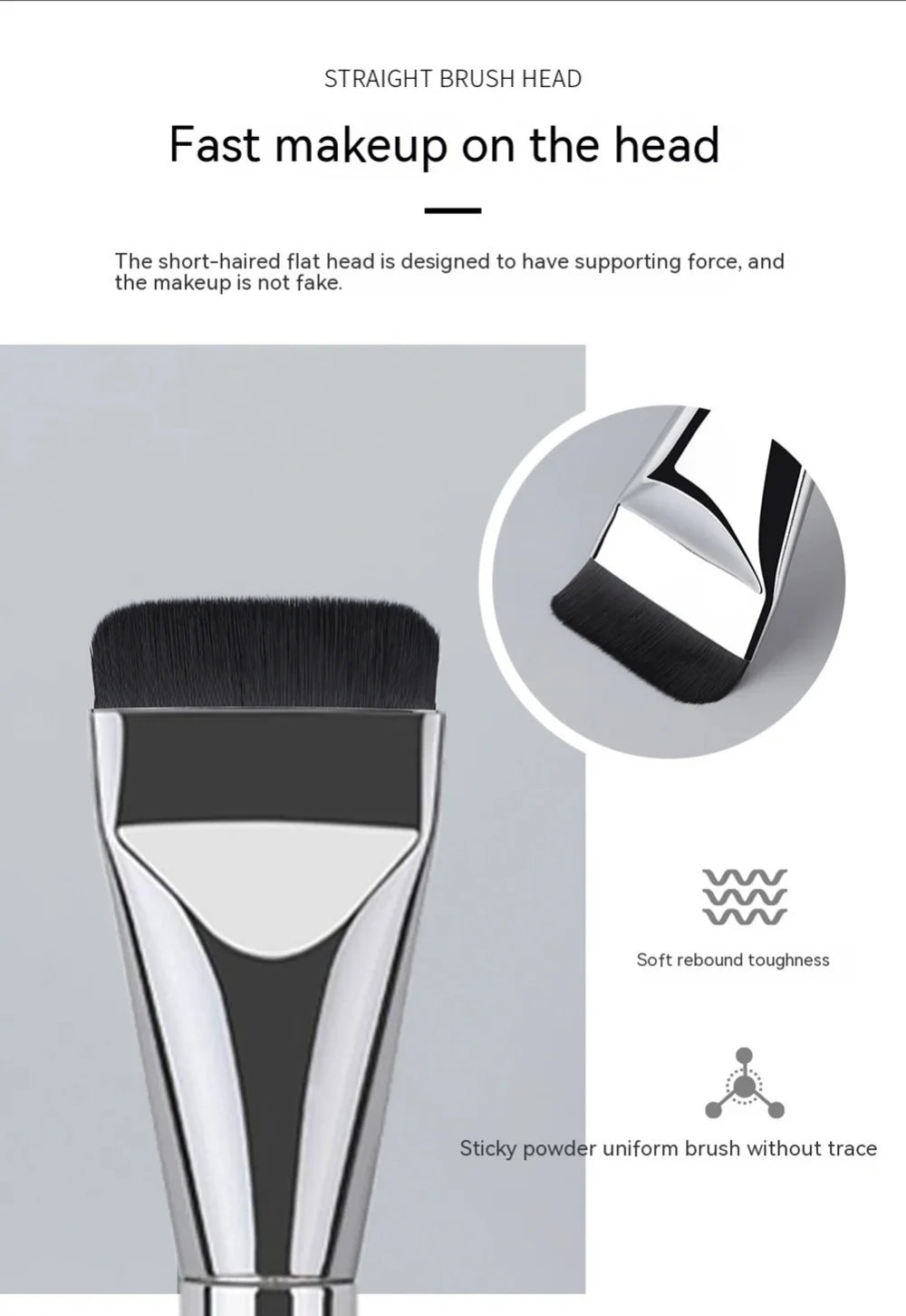 1/2Pc Multi-Use Foundation Ultra-Fine, Hypoallergenic Nylon Bristle Oval Foundation Brush - Perfect for Face Contouring