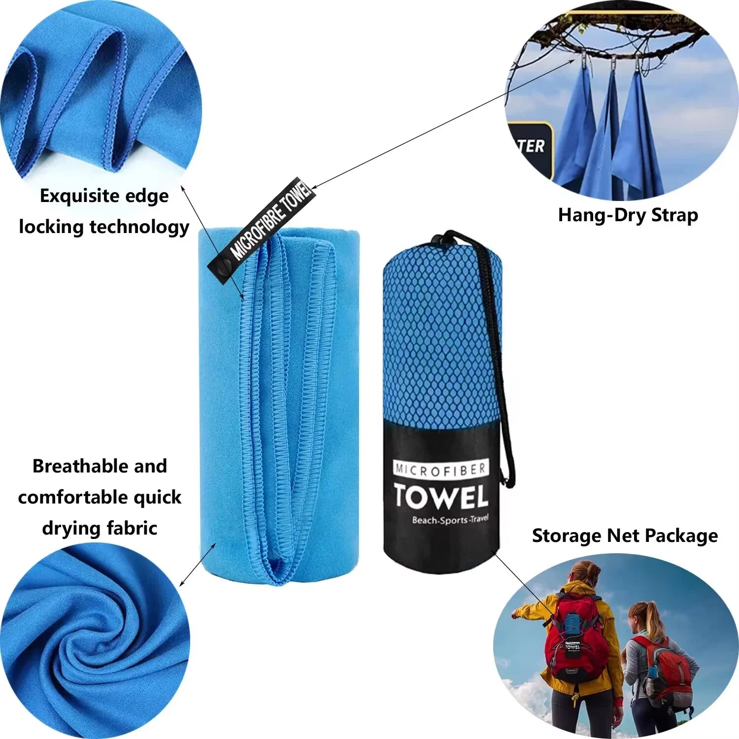 Microfiber Towel Quick Dry Towel Travel Towel Sports Towel Beach Towel Sandproof Soft Light Towel For Swim, Yoga, Gym