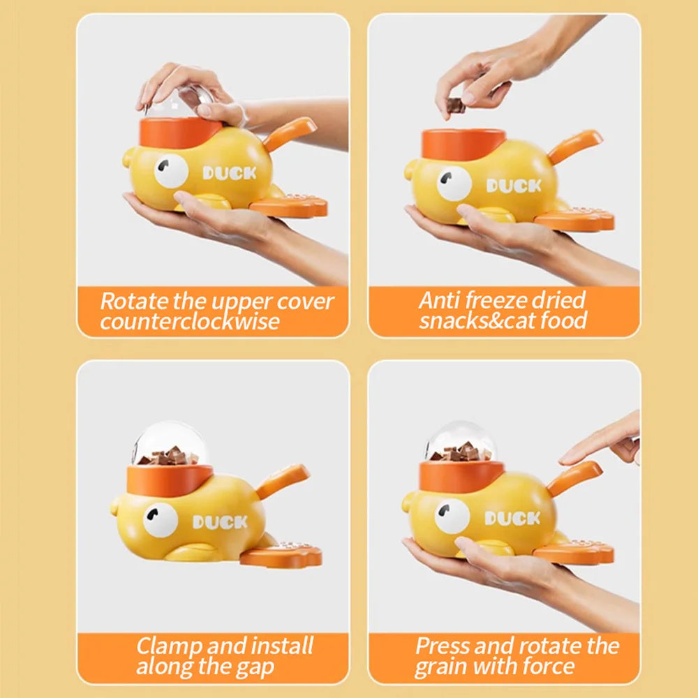 Little Yellow Duck Leakage Pet Toy - Cat Feeding Toy - Self Entertaining And Relaxing Cat Toy - Pet Snacks Freeze-dried Launcher