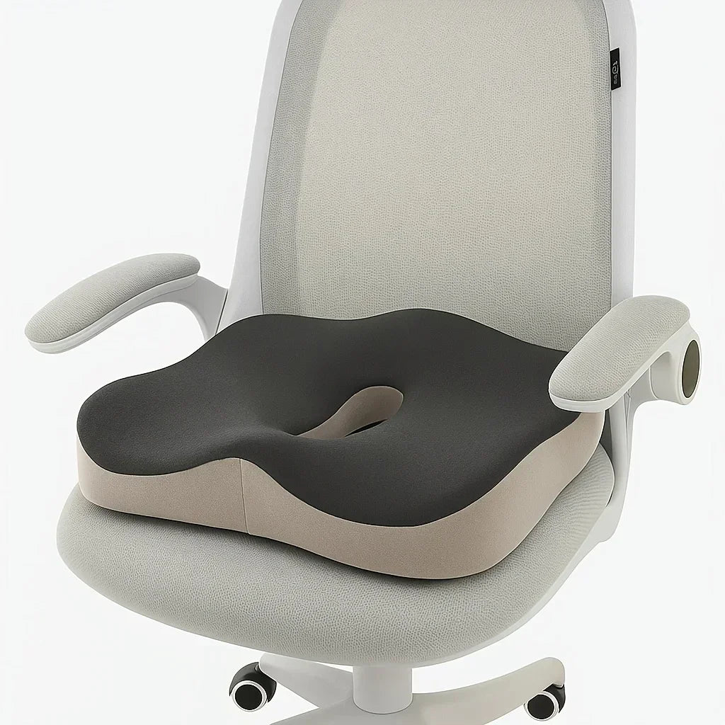Memory Foam Seat Cushion Ergonomic Sitting Pad with Center Groove Ideal for Long Sitting in Office Home Car or Desk Chair