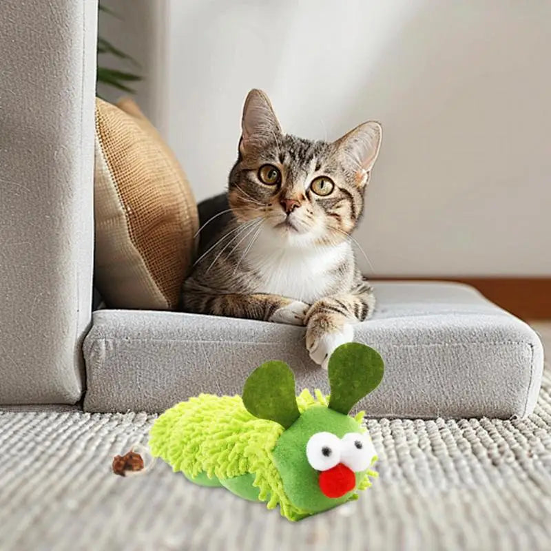 Pet plush toys cat self entertainment toys durable and bite resistant caterpillar plush toys suitable for cats to play at home