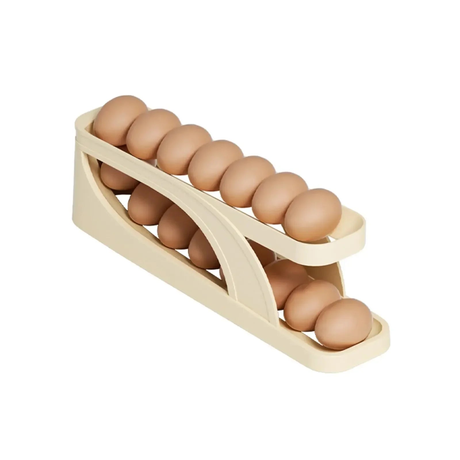 Egg Holder Dispenser for Refrigerator New Automatic Rolling Double-layer Egg Dispenser Holds 15 Eggs Space-Saving Egg Storage