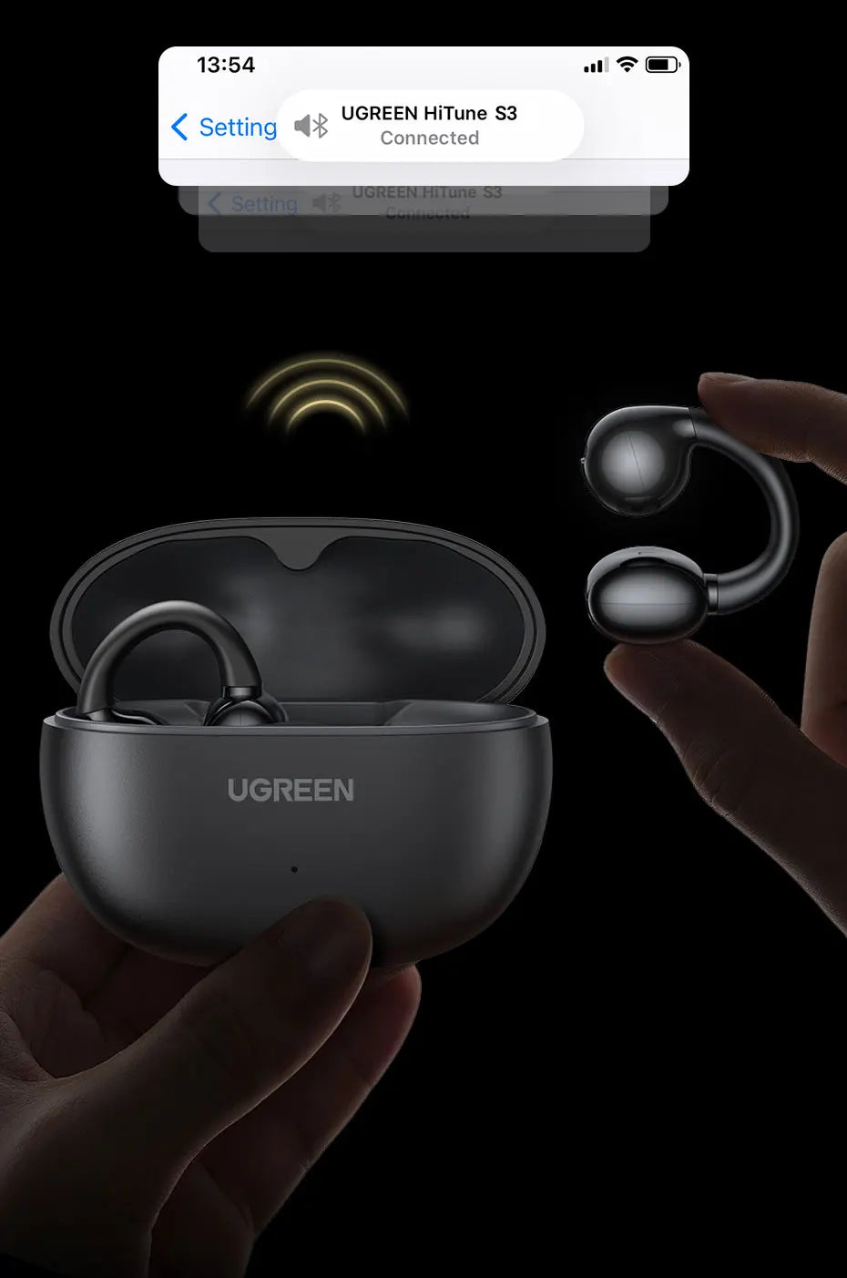 UGREEN HiTune S3 Open Ear Clip True Wireless Earbuds TWS Bluetooth Sports Earphones Headphones in Mic with Earhooks & Ear Hook