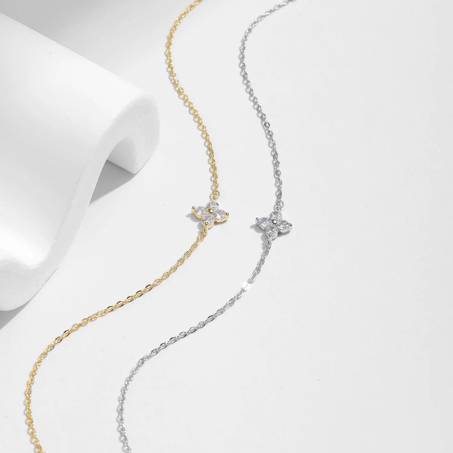 MODIAN 925 Sterling Silver Stackable Four Leaf Clover CZ Bracelet For White Gold Plated Link Chain Women Party Fine Jewelry