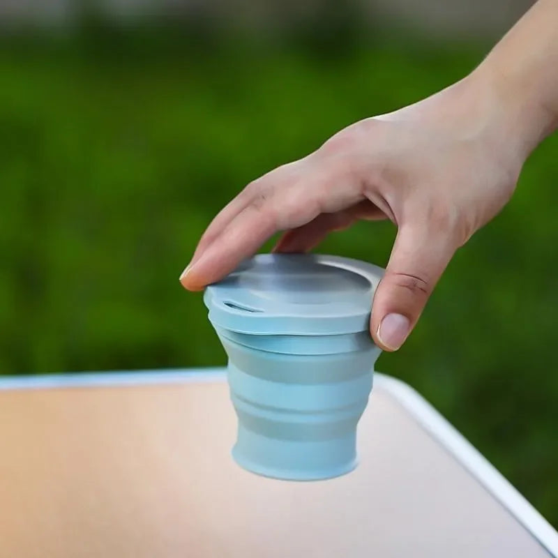 180ML Silicone Portable Folding Cup Mini Retractable CupTeacup Outdoor Travel Coffee Telescopic Drinking Mug with Lid