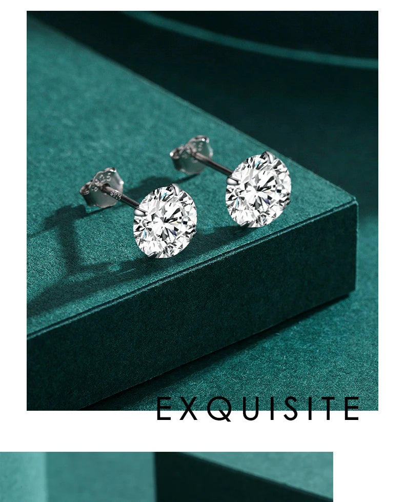 Modian Sparkling Clear CZ Stud Earrings 925 Sterling Silver Round Zirconia 4MM 5MM 6MM 7MM Earrings For Women Wedding Jewelry