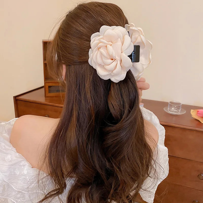 Fabric Rose Flower Hair Claw Clips For Women Girls Hair Clip Barrette Hairpins Hair Clamps Headwear Hair Accessories Gift