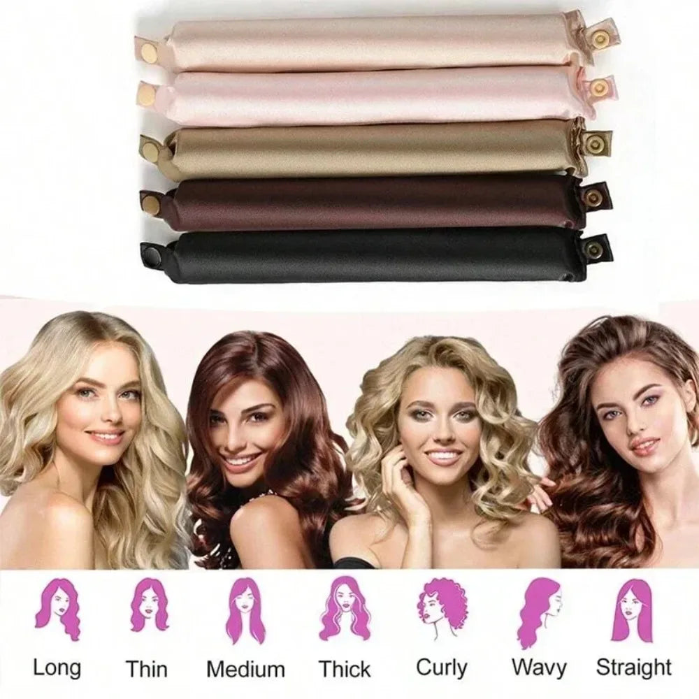 No Heat Hair Rollers Heatless Hair Curler Curling Rod Headband Satin Lazy Curls Soft Curlers Sleeping Flexi Rods Styling Tools