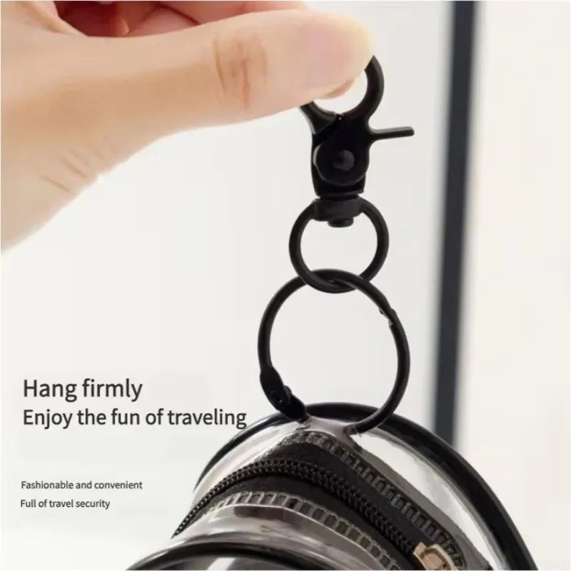 Portable Mini Transparent Storage Bag with Zipper Multifunctional Headphone and Charger Case Travel Accessories with Keychain