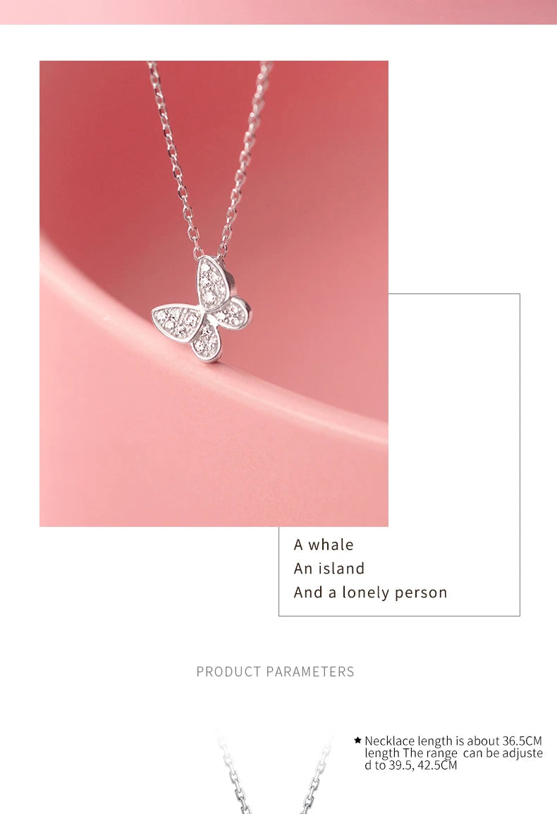 Modian New 925 Sterling Silver Sparkling Zircon Dancing Butterfly Tiny Mini Pendant for Women Fine Jewelry Birthday Gift