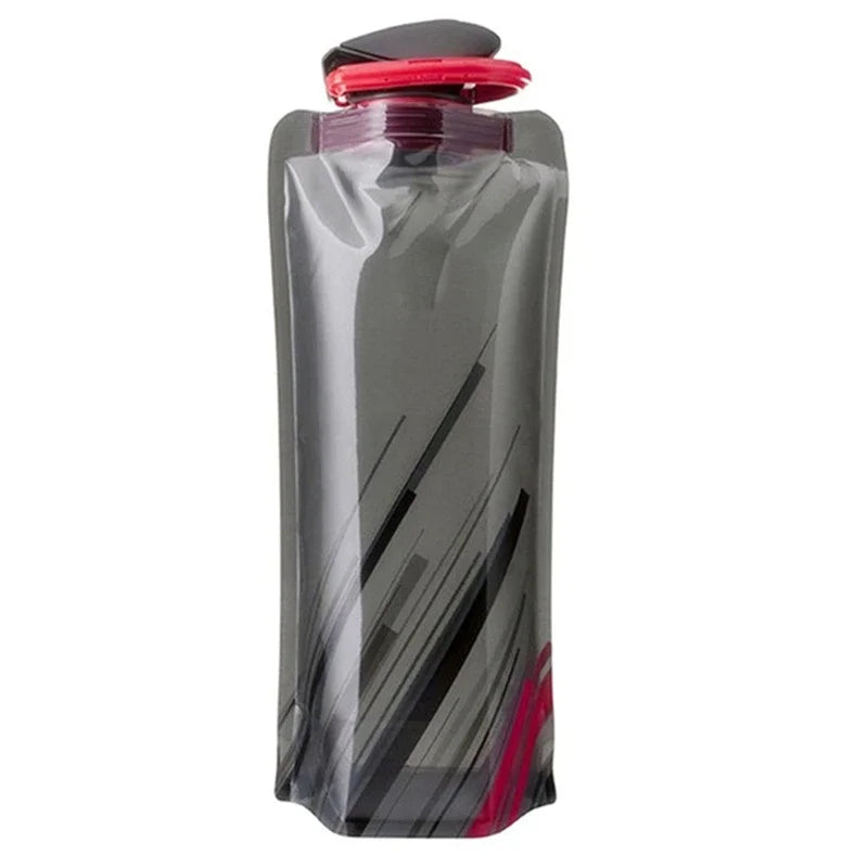 700ml Foldable Water Bottles Flexible Reusable Travel & Camping Water Bottle Water Pouch Soft Flask Water Bag With Carabiner Clip