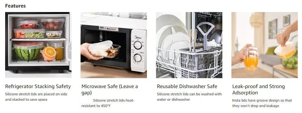 Adjustable Elastic Silicone Caps Refrigerator For Kitchen Accessories Cover Adaptive Kitchen Storage Organization Food Dishes