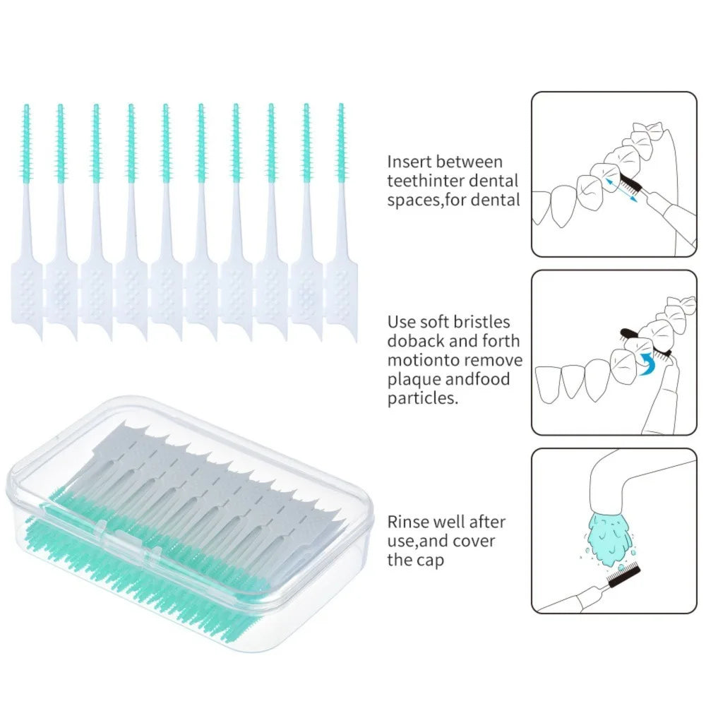 100-200Pcs/box Interdental Brush Soft Rubber Teeth Cleaning Tools Dental Toothpicks Between Teeth Toothbrush Oral Hygiene Care