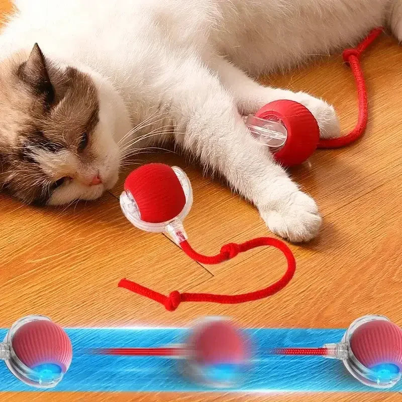 New Cat Interactive Ball Toy Automatic Rolling Ball Faux Tail Rechargeable Smart Pet Electric Toy Dog Cat Training Imitate Mouse
