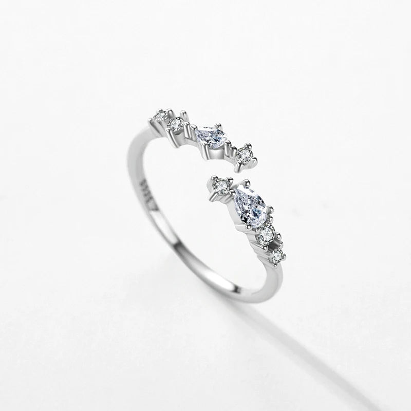 Modian New 925 Sterling Silver Minimalist Clear Zirconia Stackable Ring For Women Anniversary Wedding Band Simple Fine Jewelry