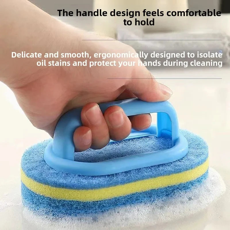 Sponge Cleaning Brush With Handle Bathtub Tile Scrub Brush Kitchen Bathroom Cleaning Sponge Brush Household Cleaning Supplies