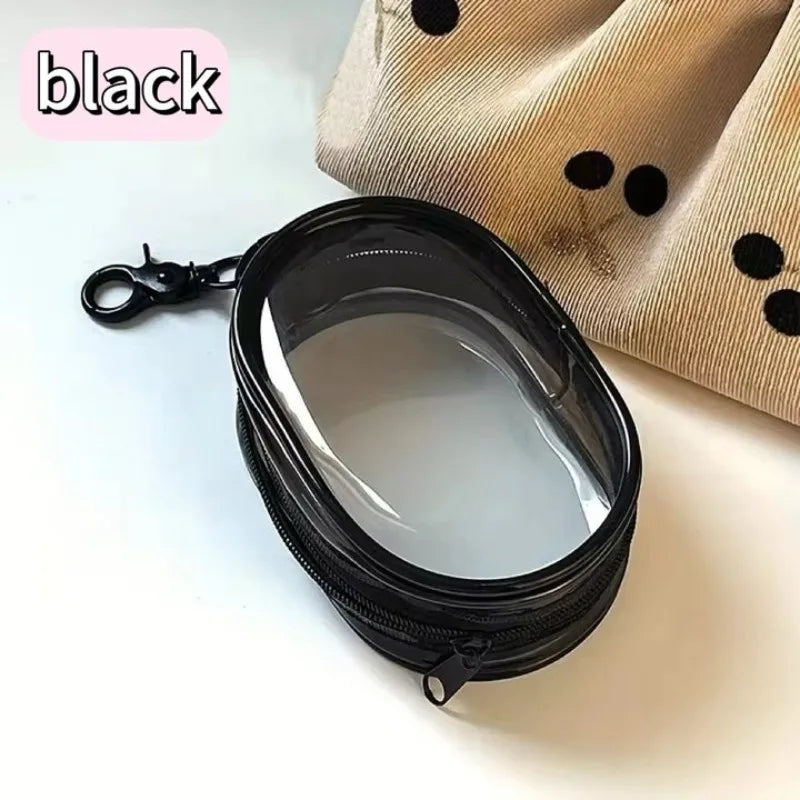 Portable Mini Transparent Storage Bag with Zipper Multifunctional Headphone and Charger Case Travel Accessories with Keychain