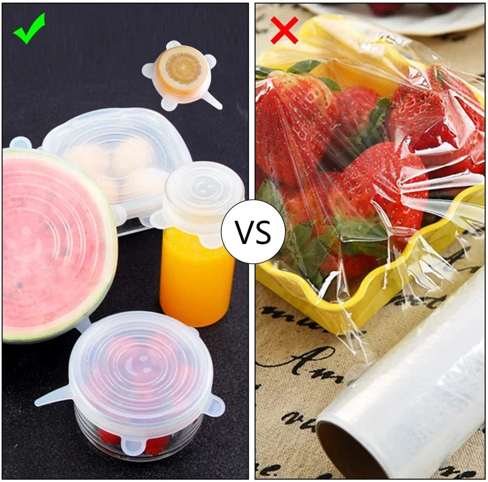 Adjustable Elastic Silicone Caps Refrigerator For Kitchen Accessories Cover Adaptive Kitchen Storage Organization Food Dishes