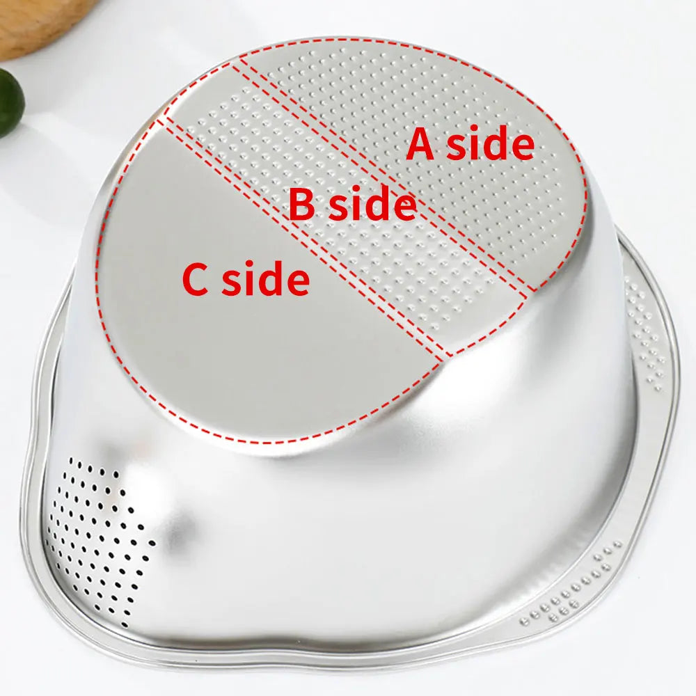 Multifunctional Rice Rinser Bowl Drainer Scoop Water Filter Cup Stainless Steel for Washing Fruits Vegetables Draining