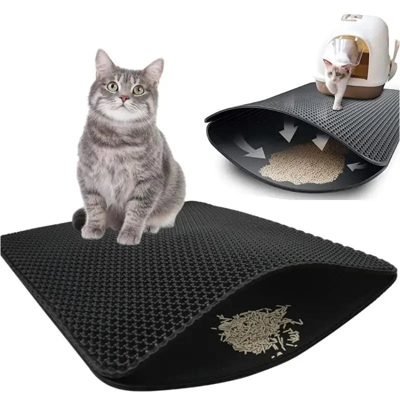 Pet Litter Trapper Mat Double Layer Waterproof Washable Nonslip Bottom Cat Litter Box Sand Trap Floor Protector Easy Clean