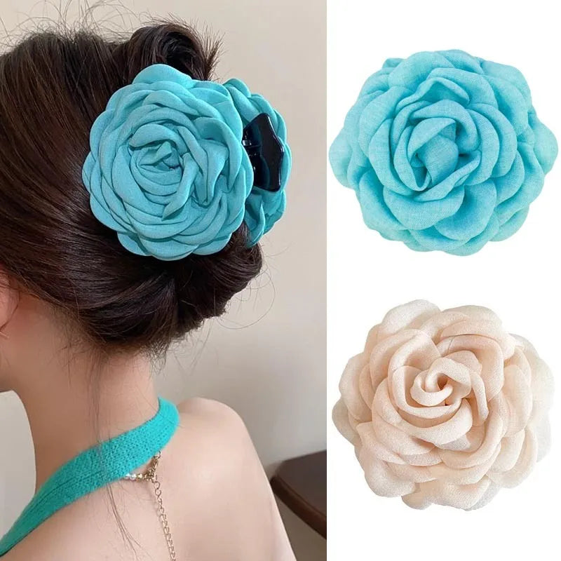 Fabric Rose Flower Hair Claw Clips For Women Girls Hair Clip Barrette Hairpins Hair Clamps Headwear Hair Accessories Gift