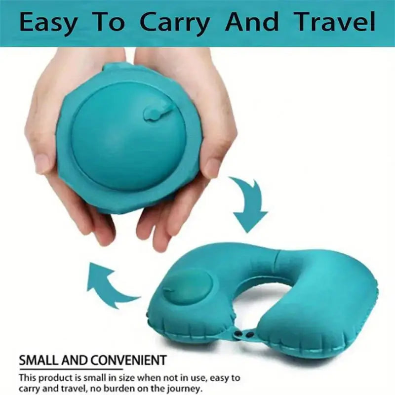 U-Shape Inflatable Neck Pillow Automatic Inflatable Super Light Cervical Pillow Head Rest Press to inflate Travel Pillows