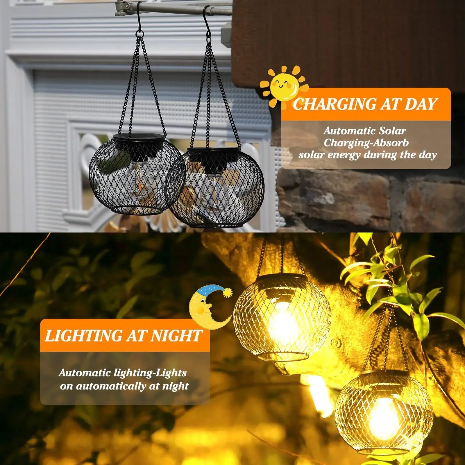 Solar Powered Thickened Wrought Iron Rustic Lattice Mesh Pendant Light Outdoor Garden Backyard Dimmable LED Hanging Decor Lamp