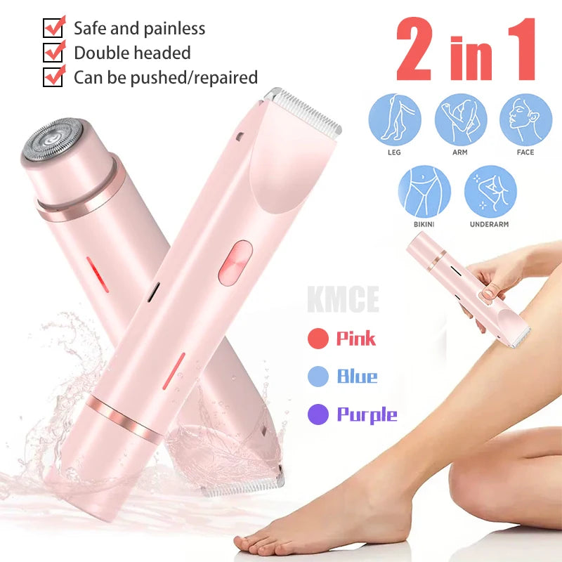 Waterproof Rechargeable Electric Shaver Mini Women Bikini Trimmer Body Hair Remover Mini Double Headed Electric Epilator