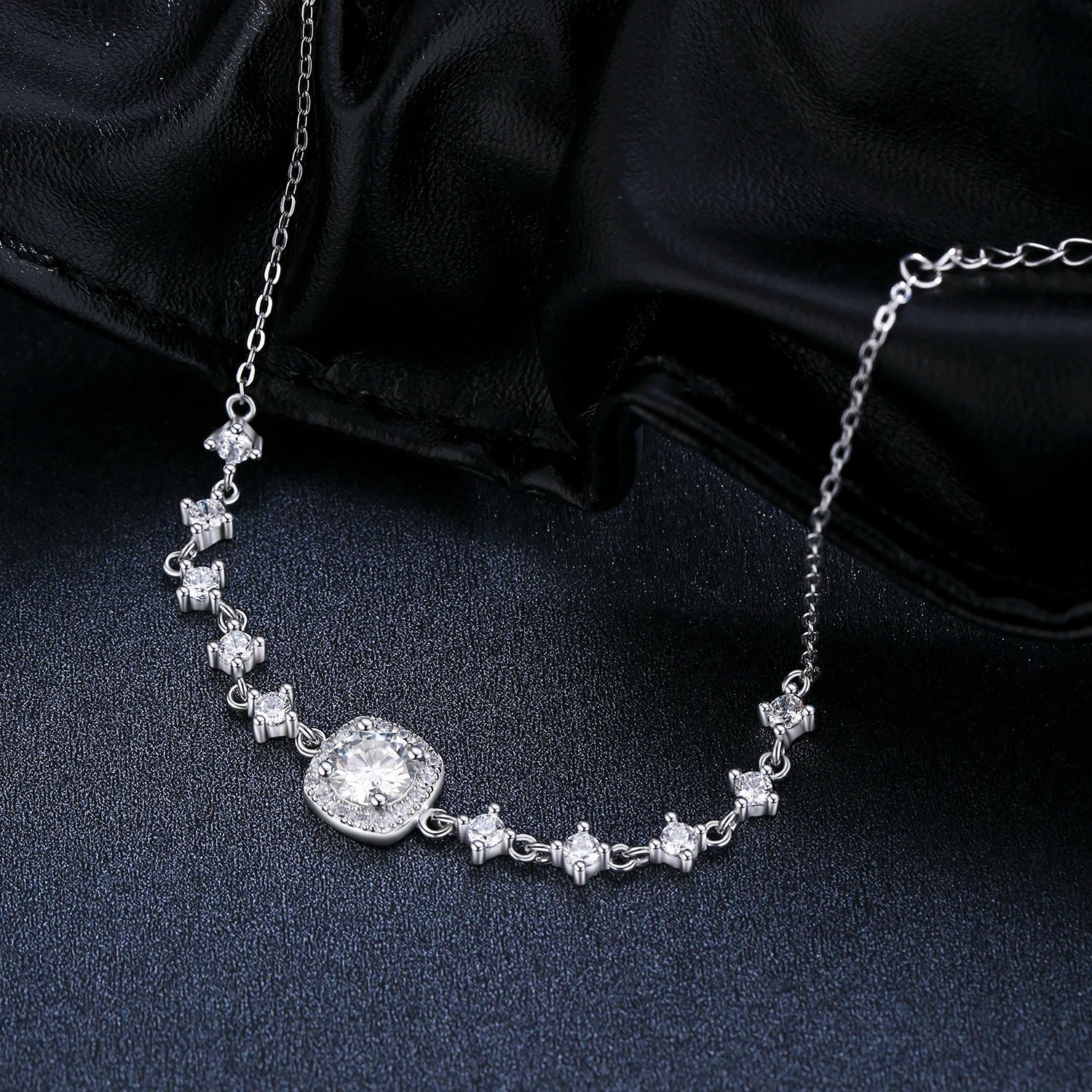 MODIAN 0.8CT D Color Moissanite Luxury Bracelet 925 Sterling Silver Halo Bracelet For Women Bridal Wedding Statement Jewelry