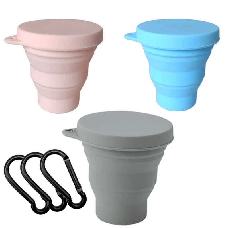 180ML Silicone Portable Folding Cup Mini Retractable CupTeacup Outdoor Travel Coffee Telescopic Drinking Mug with Lid