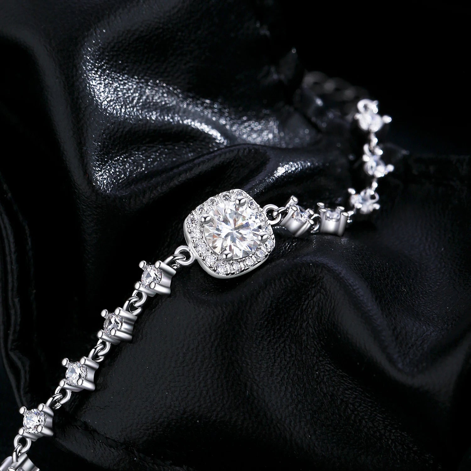 MODIAN 0.8CT D Color Moissanite Luxury Bracelet 925 Sterling Silver Halo Bracelet For Women Bridal Wedding Statement Jewelry