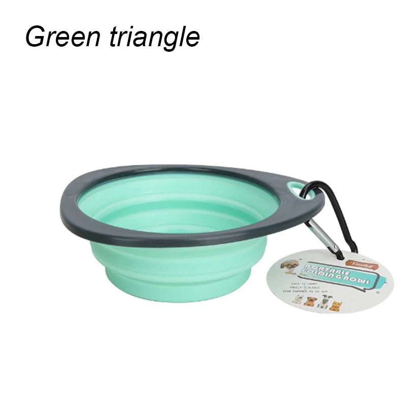 Pet Folding Silicone Bowl Collapsible Dog Outdoor Travel Portable Puppy Food Feeder Dish Bowl Silicone Dog Feeder Bowl 2 In 1